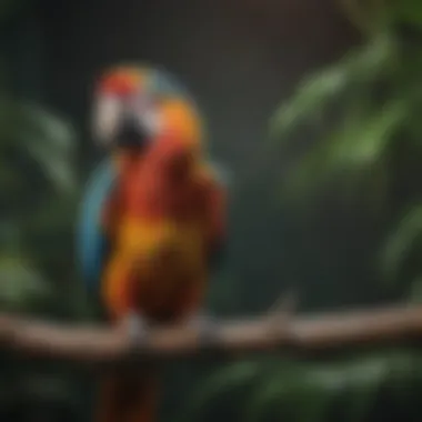 Colorful macaw perched on a branch