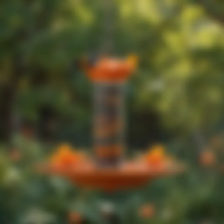 Optimal placement of an oriole feeder in a backyard setting