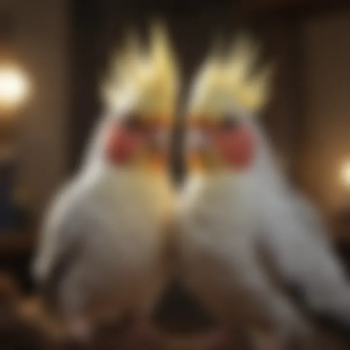 A cockatiel with raised crest signaling alertness and engagement