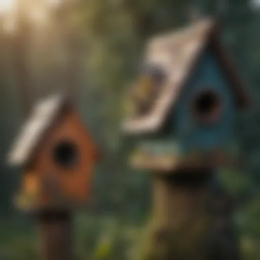 A detailed illustration of various birdhouse designs highlighting their features.