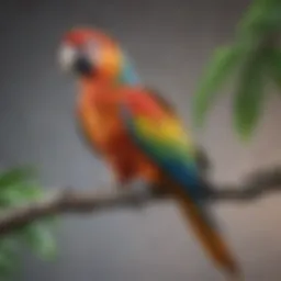 Colorful parrot perched on a branch showcasing its friendly demeanor