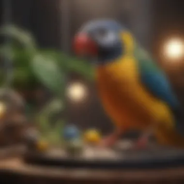 Enhancing Bird Enrichment with Toys and Perches An interactive setup featuring toys and perches that promote bird engagement.