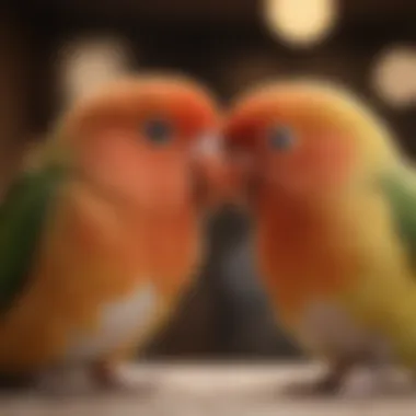 Lovebird snuggling with its owner