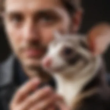 Sugar glider interacting with its owner, highlighting the bond formed.