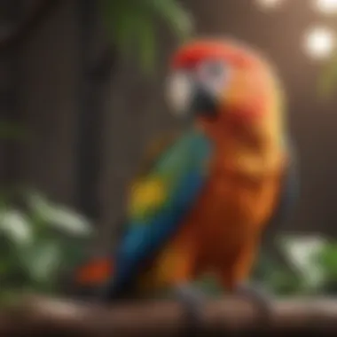 A colorful parrot perched on a branch