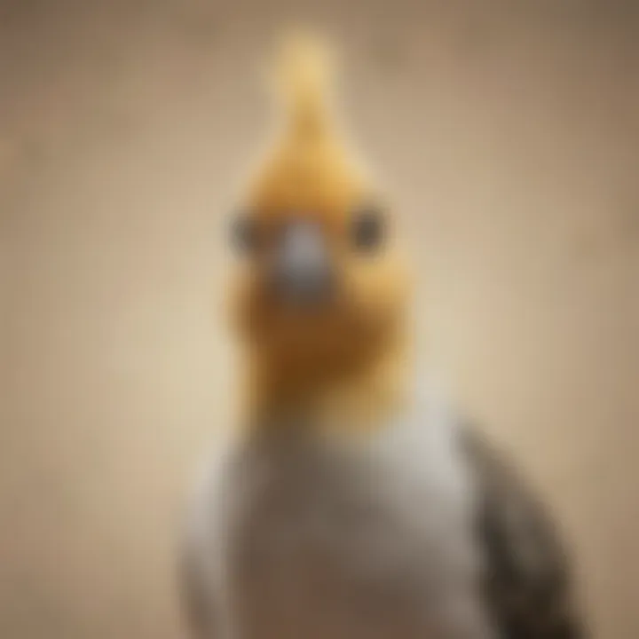 A serene scene of a cockatiel resting on a person's head in a calm environment, illustrating trust.