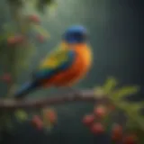 Vibrant Badri bird perched on a branch, showcasing its colorful plumage.