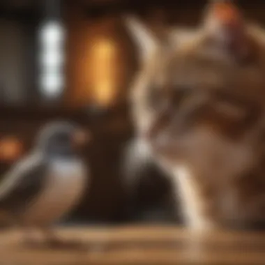 An owner managing the space between cat and bird