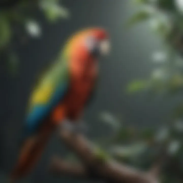 A colorful parrot perched on a branch looking curious