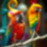 Large colorful bird toys designed for avian enrichment