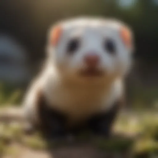 A playful ferret exploring its surroundings