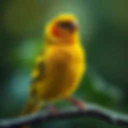 Vibrant canary perched on a branch
